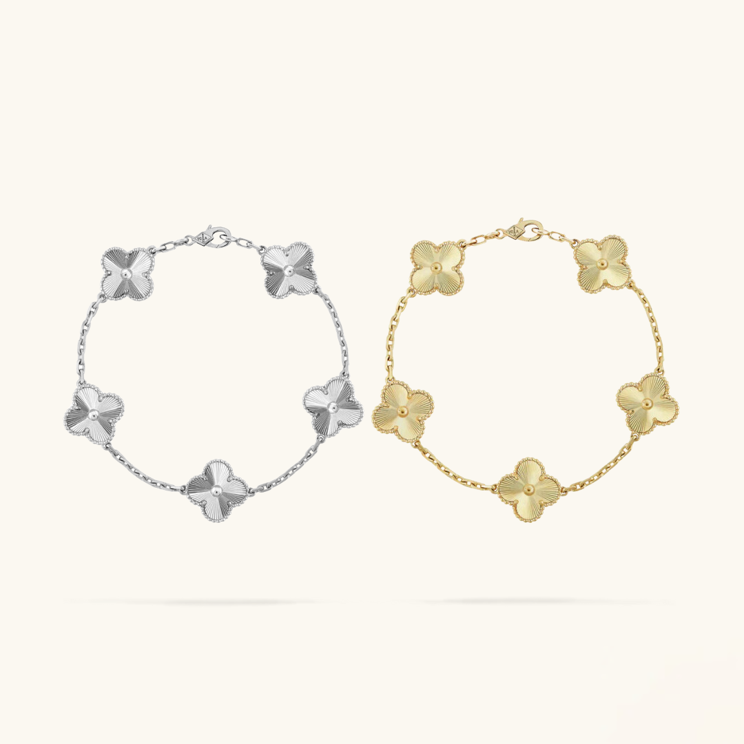Conjunto de Pulseras de Trébol - Plata/Oro