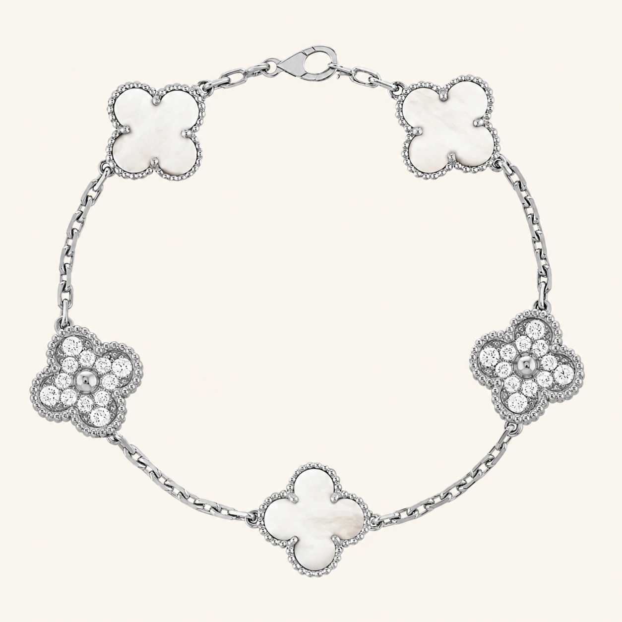 TRÉBOL | Pulsera Prestige Plata-Blanca