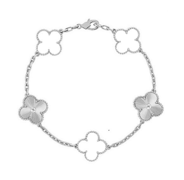 TRÉBOL | Pulsera Blanca/Plateada