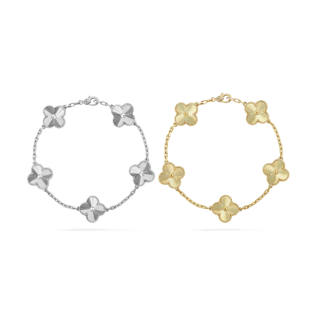 Conjunto de Pulseras de Trébol - Plata/Oro