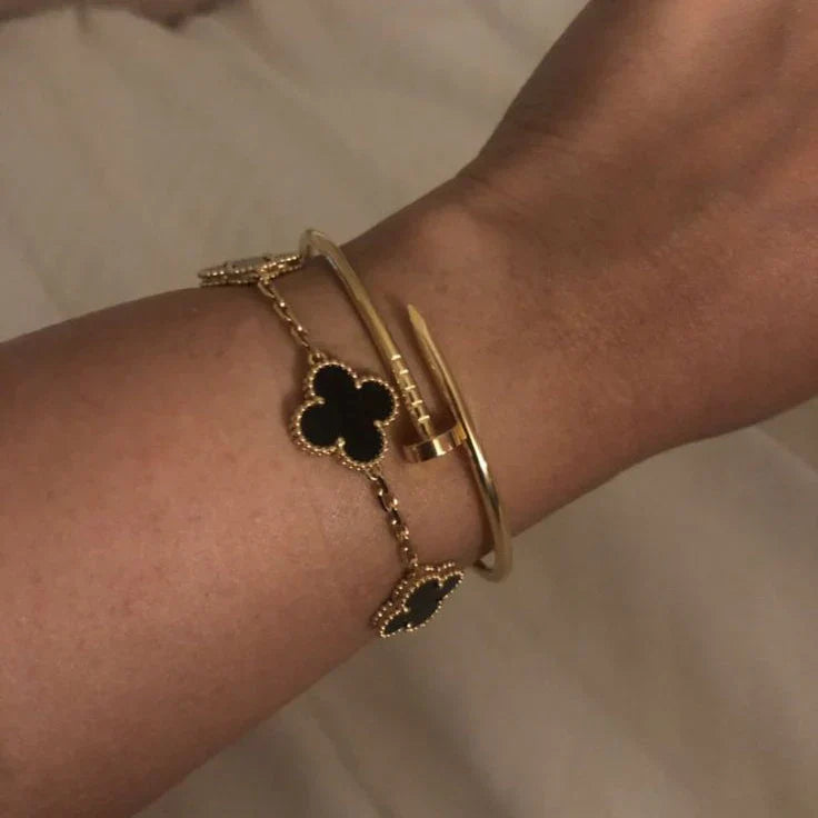 TRÉBOL | Negro/Dorado Pulsera