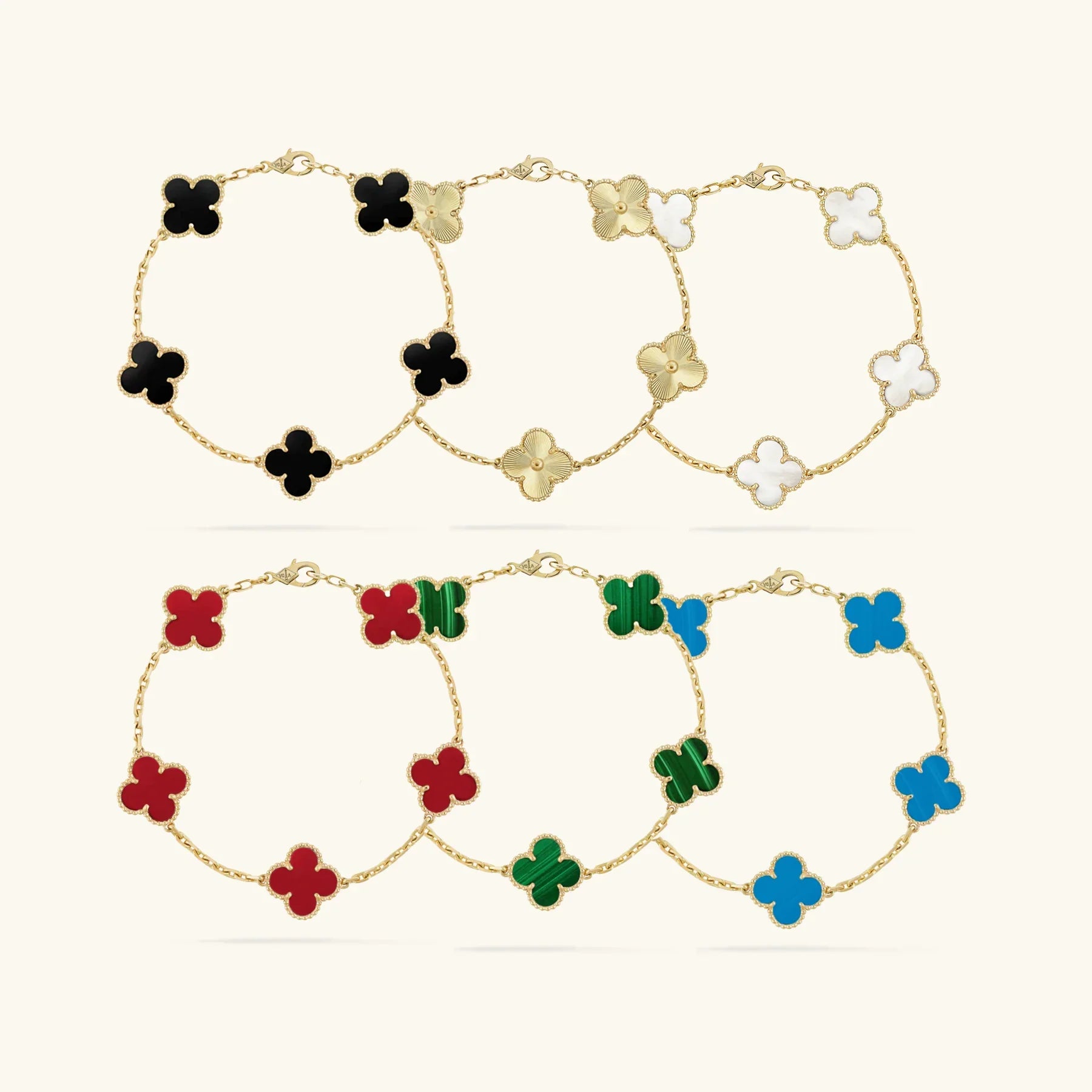 TRÉBOL | Conjunto de 6 Pulseras Doradas