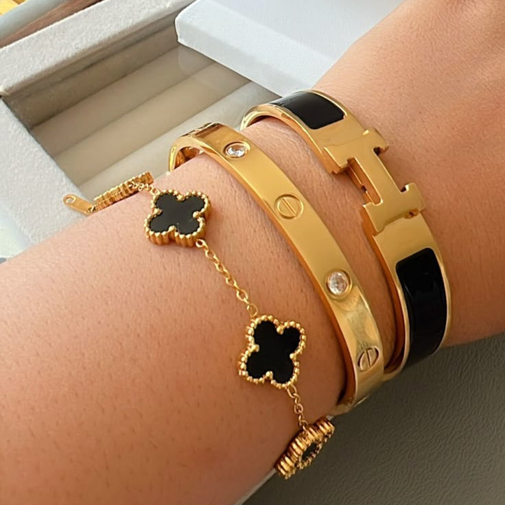 Conjunto de Pulseras de 3 Piezas en Negro