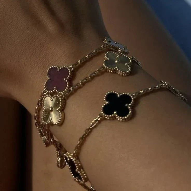 TRÉBOL | Negro/Plateado Pulsera
