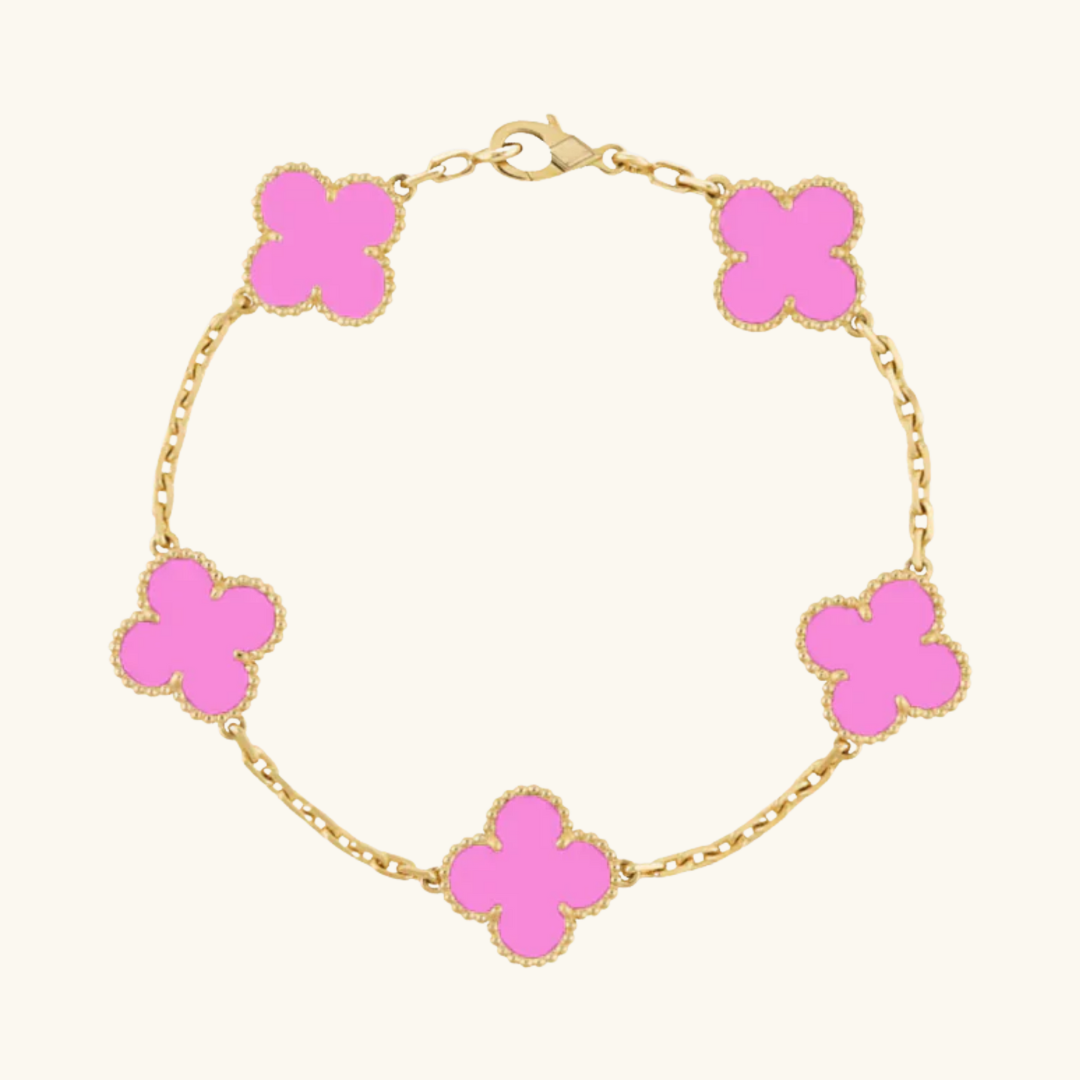 TRÉBOL | Pulsera de Neón Rosa Dorada