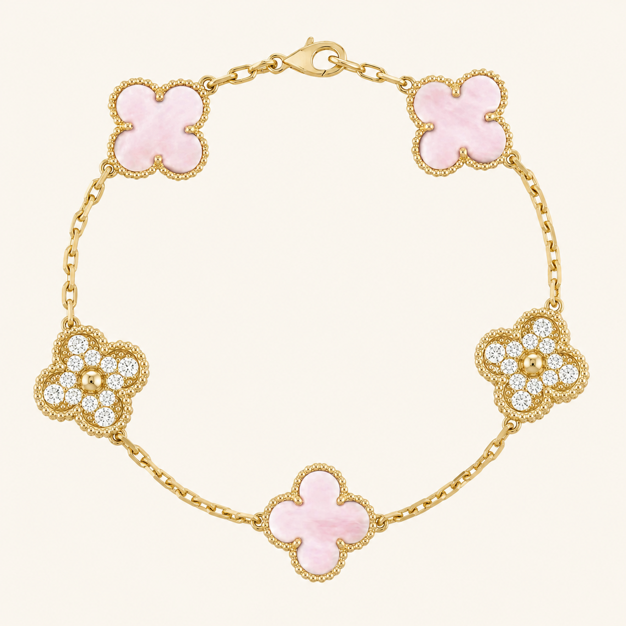 TRÉBOL | Pulsera Prestige Rosa Dorada