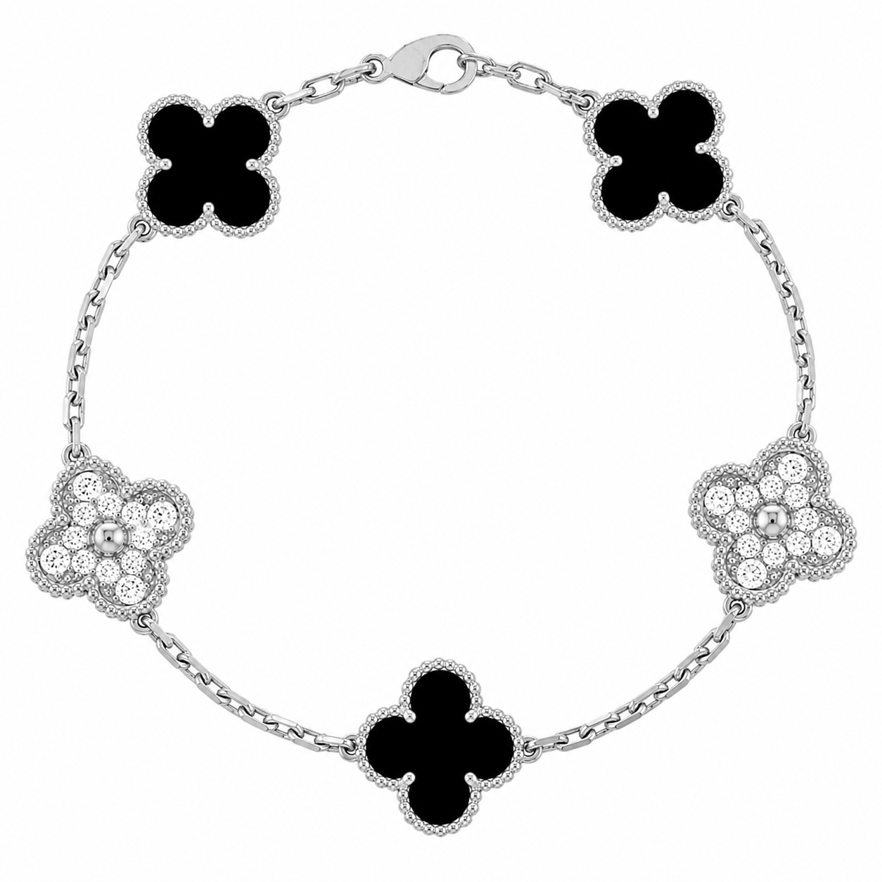 TRÉBOL | Pulsera Negra/Plateada Prestige