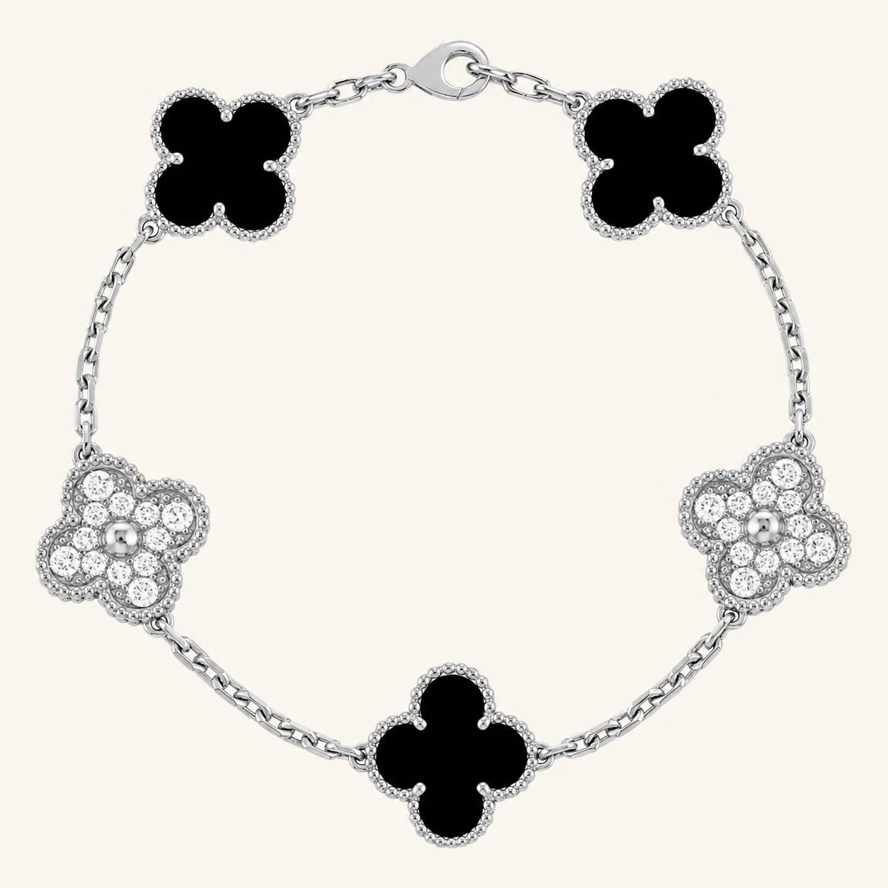 TRÉBOL | Pulsera Negra/Plateada Prestige