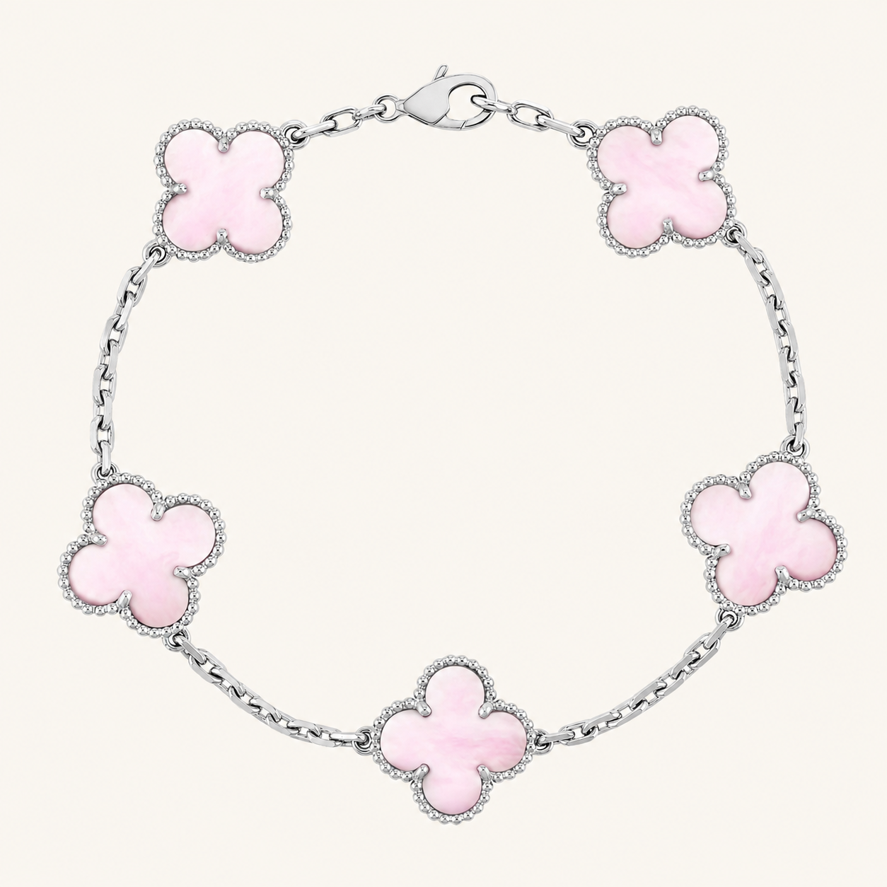 TRÉBOL | Pulsera Rosa/Plata