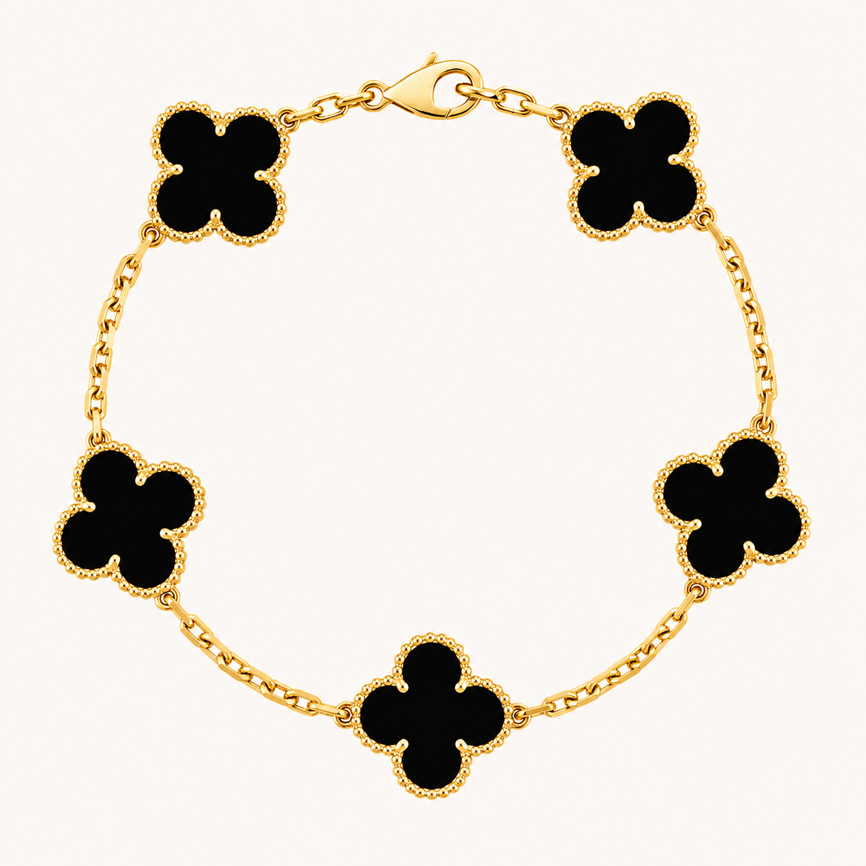 TRÉBOL | Negro/Plateado Pulsera