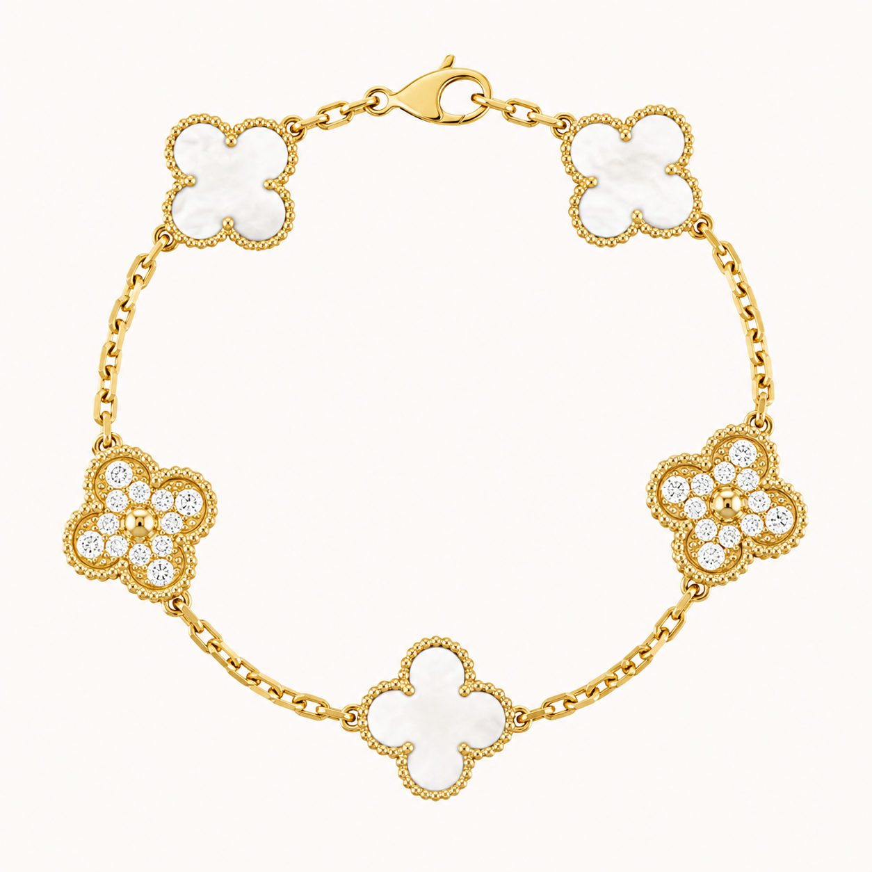 TRÉBOL | Pulsera Prestige Dorada Blanca