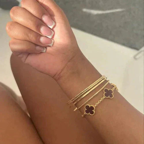 TRÉBOL | Negro/Plateado Pulsera