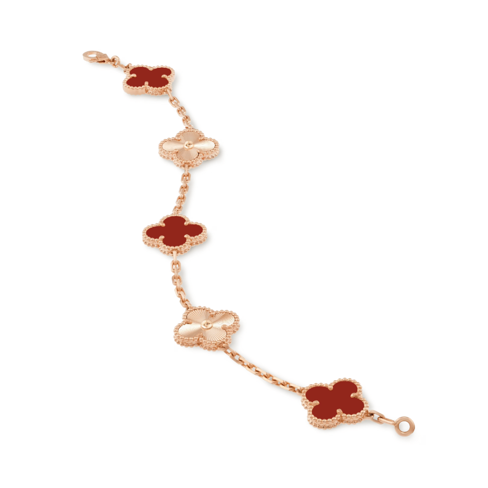 TRÉBOL | Pulsera de Oro Rosa Guilloché